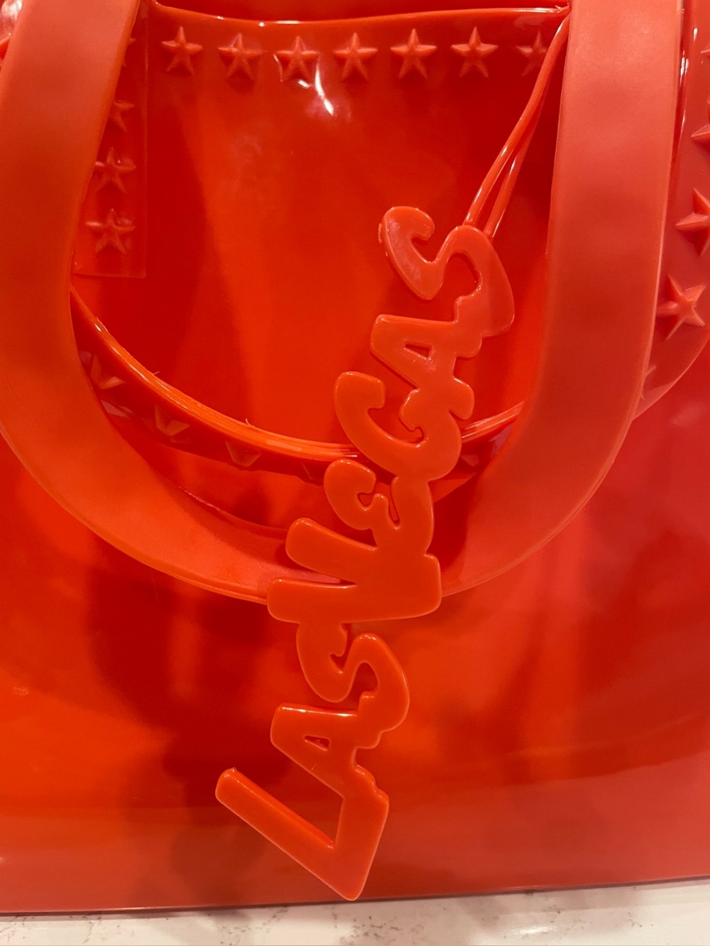 Carmen Sol Italy Studded Jelly Tote Bag Neon Orange Las Vegas Mid Size - Picture 5 of 14